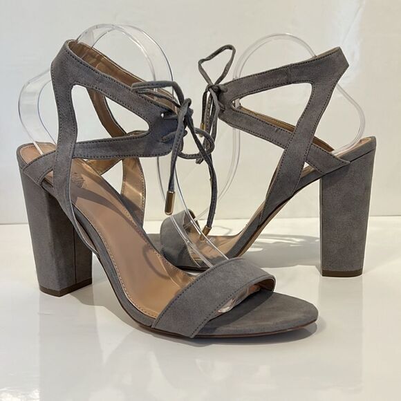 Charlotte Russe Grey Block Heel Sandals‎ Size 11 - Picture 1 of 13